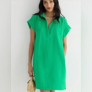 J.Crew Green V-Neck Gauze Shirtdress, size XXL